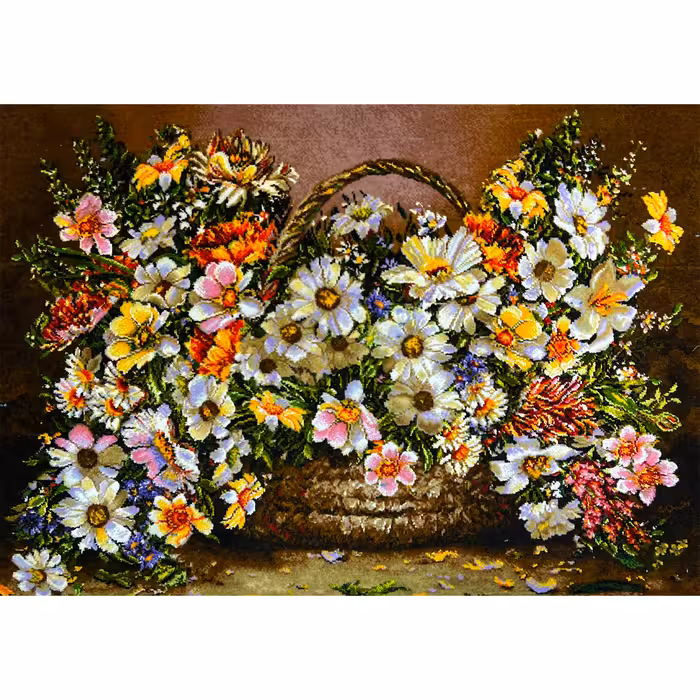 تابلو فرش دستباف فرش میرنظامی مدل گل و سبد عرضی کد 756