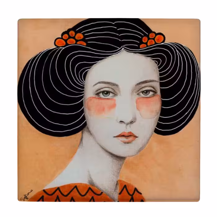 زیر لیوانی طرح نقاشی بانوی شرقی کد    3274419_620