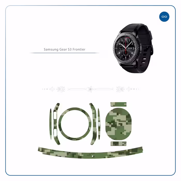برچسب ماهوت طرح Army-Green-Pixel مناسب برای ساعت هوشمند سامسونگ Galaxy Gear S3 Frontier