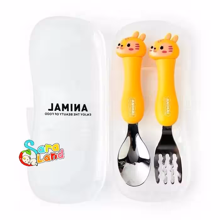 ست قاشق و چنگال عروسکی حیوانات مدل روباه