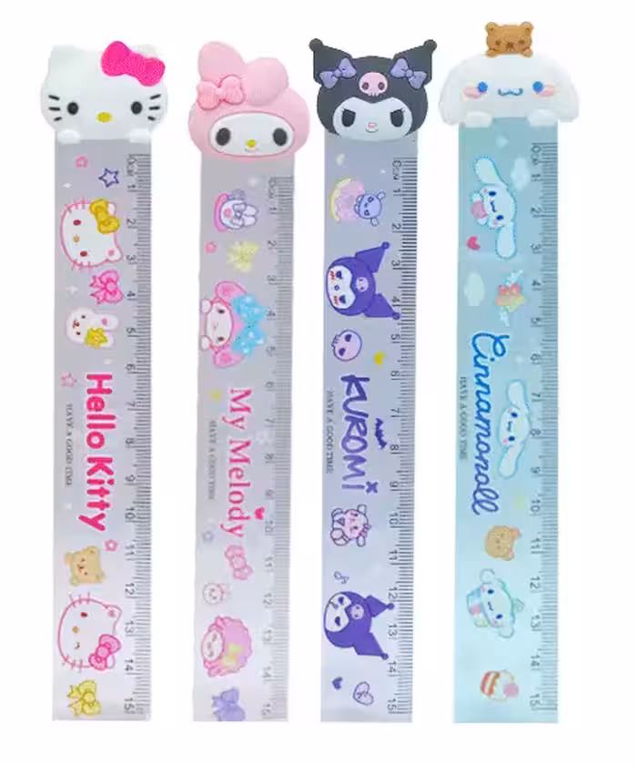 خط کش طلقی فانتزی سر عروسکی 15 سانت (48 عددی)