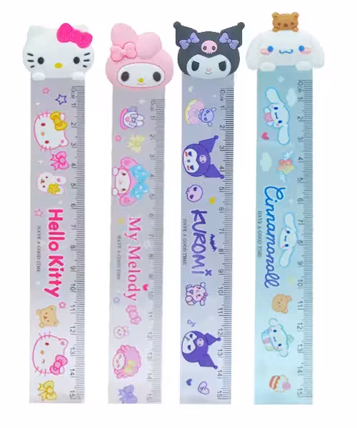 خط کش طلقی فانتزی سر عروسکی 15 سانت (48 عددی)