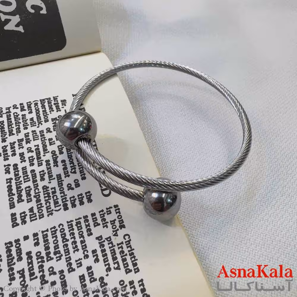 بنگل اسپرت استیل 316 مدل گوی نقره ای کد DSB18606W