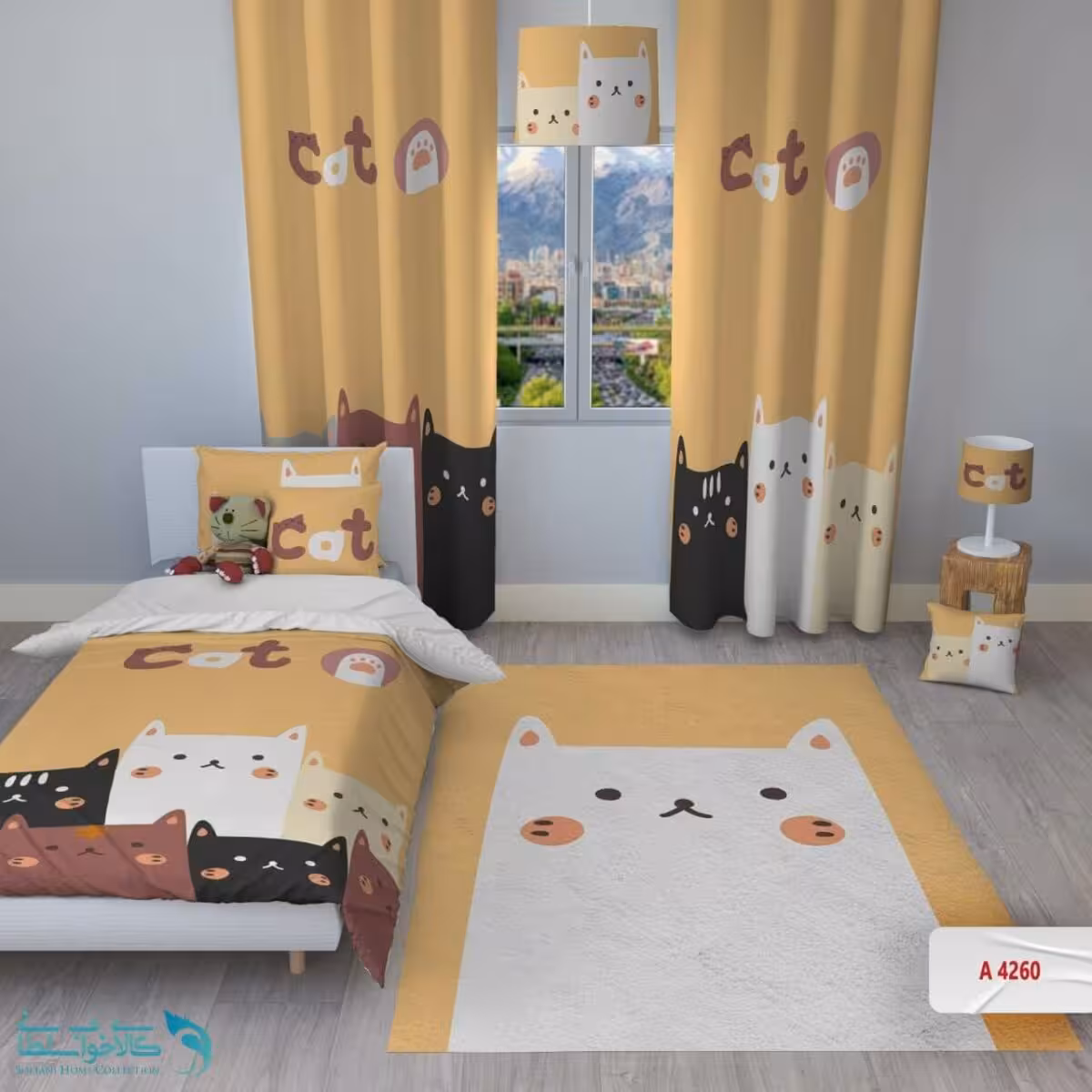 روتختی اتاق کودک طرح cat سایز یکنفره کد A4260