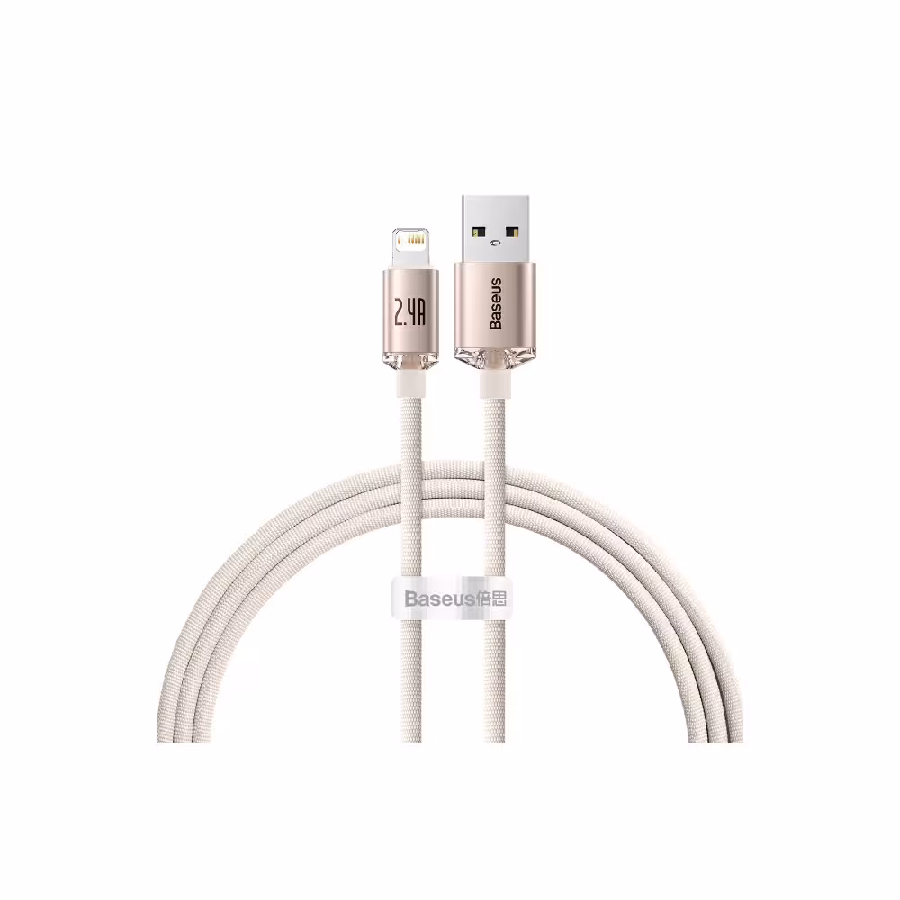 کابل لایتنینگ بیسوس Baseus Crystal Shine Series CAJY001104 طول 1.2 متر توان 2.4 آمپر