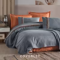 ست پیکه روتختی طوسی آجری دونفره مدل Bohemline