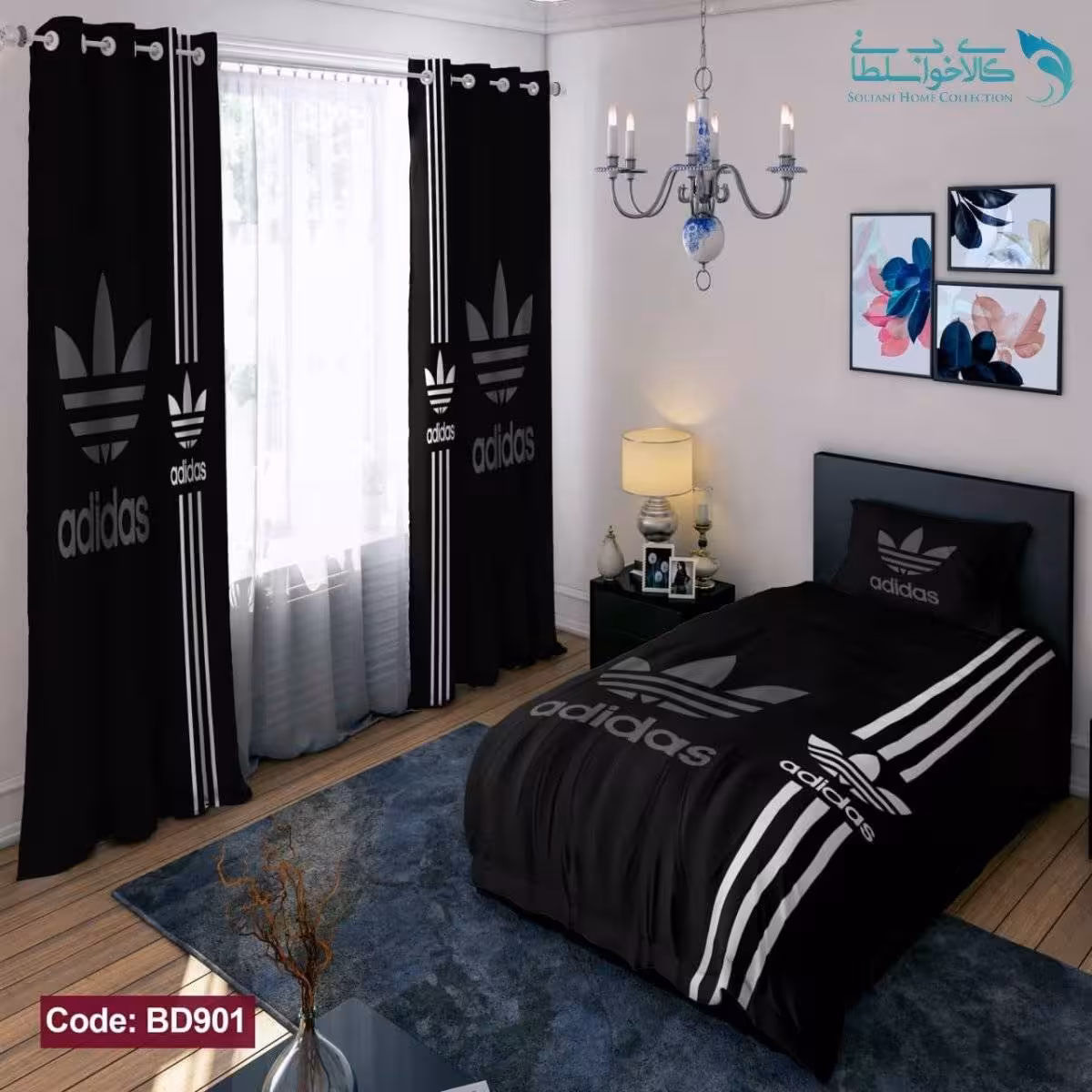 روتختی طرح ADIDAS مشکی یکنفره کد BD901