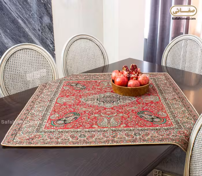 رومیزی 1×1 ترمه هاشمی کد 17 قرمز