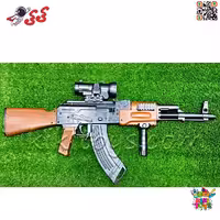 تفنگ اسباب‌بازی رگباری کلاشینکف AK47 با تیر ژله‌ای و دوربین