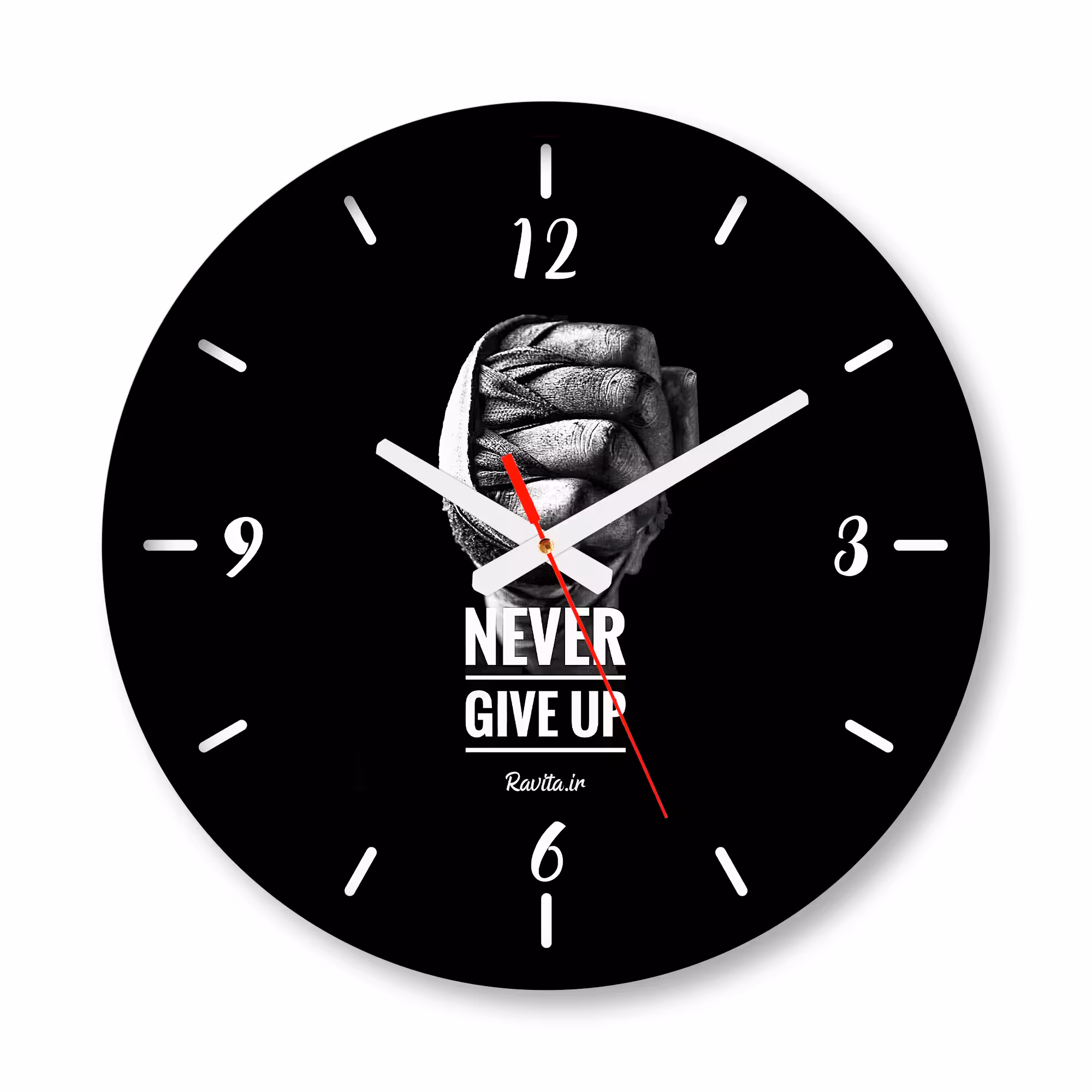 ساعت دیواری بزرگ راویتا طرح هرگز تسلیم نشو - Never Give Up کد 3693
