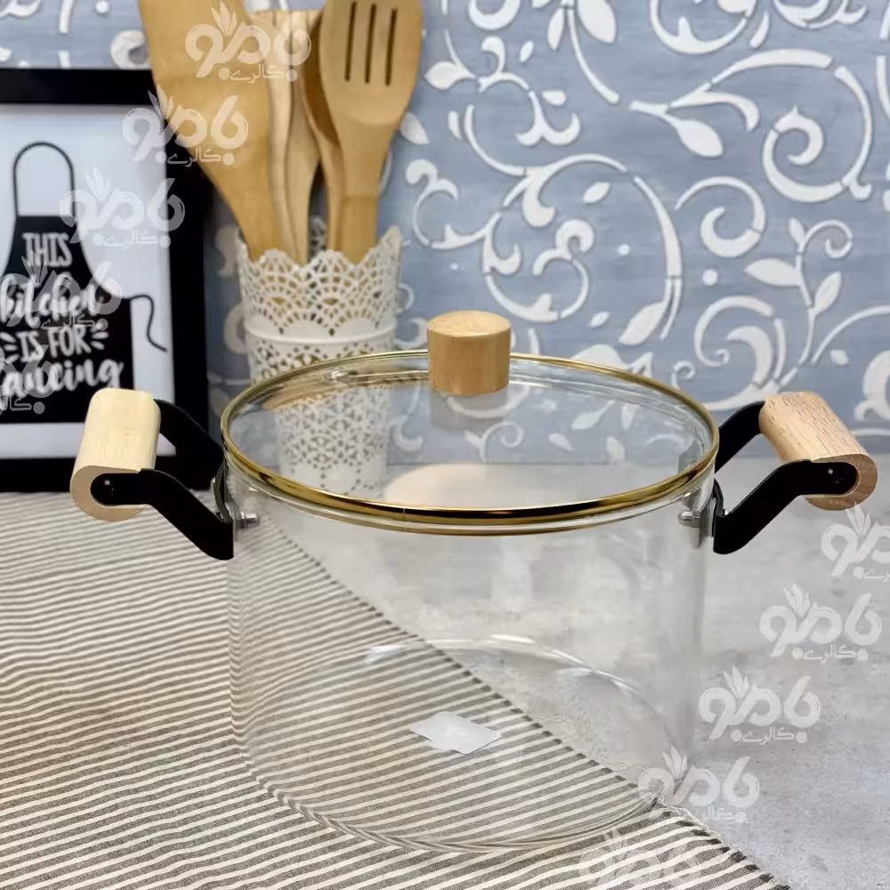 قابلمه پیرکس دسته چوب 3.5لیتر دورطلا