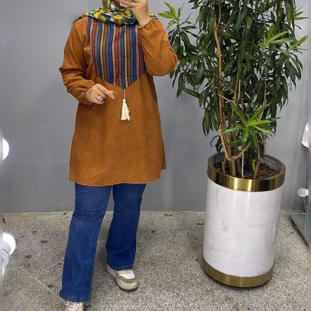 مانتو زنانه مانتو دخترانه مانتو مخمل کبریتی ریز مانتو سنتی مانتو بلند مانتو جلو بسته (تونیک) پائیزه-فروشگاه پوشاک آپارل