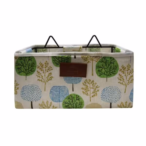 هاچیکو باکس فلزی آویز مستطیل 13*26 متوسط زمینه سفید درخت های رنگی