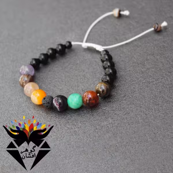 دستبند چندجواهر سنگ درمانی کد D_1012