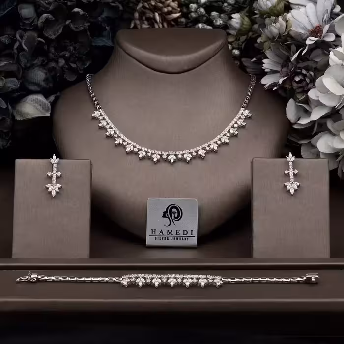 سرویس نقره زنانه جواهری لوکس مدل SIL K3