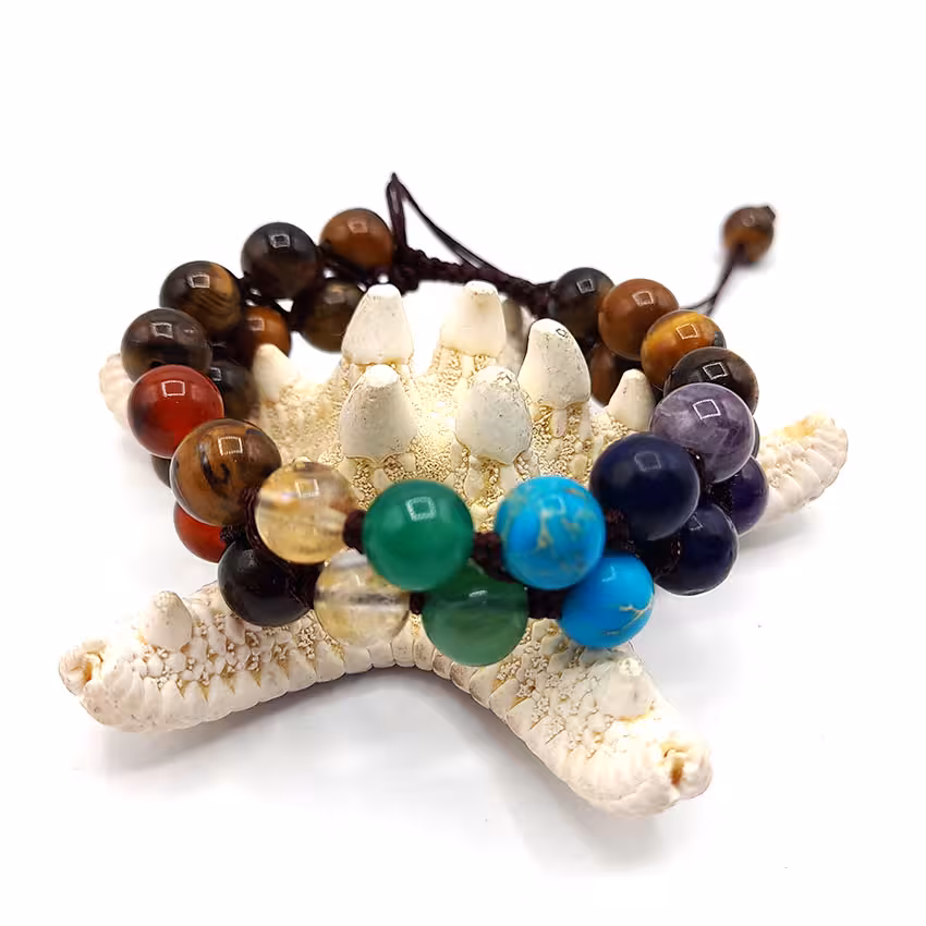 دستبند دو ردیفه چشم ببروهفت چاکرا کد 310157