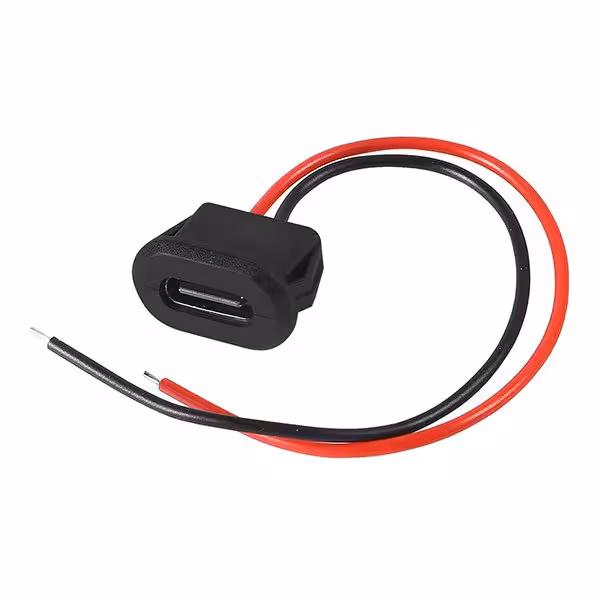 سوکت (کانکتور مادگی) USB-C سیم دار بیضی فشاری مشکی