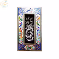 تابلو قلمزنی رومیزی با قاب خاتم کاری گل و بلبل 20در35 سه