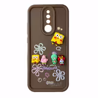 قاب Solid عروسکی طرح خانواده باب اسفنجی مناسب برای Xiaomi Redmi 8-قهوه ای
