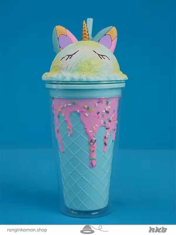 لیوان اسموتی تک شاخ Unicorn smoothie glass