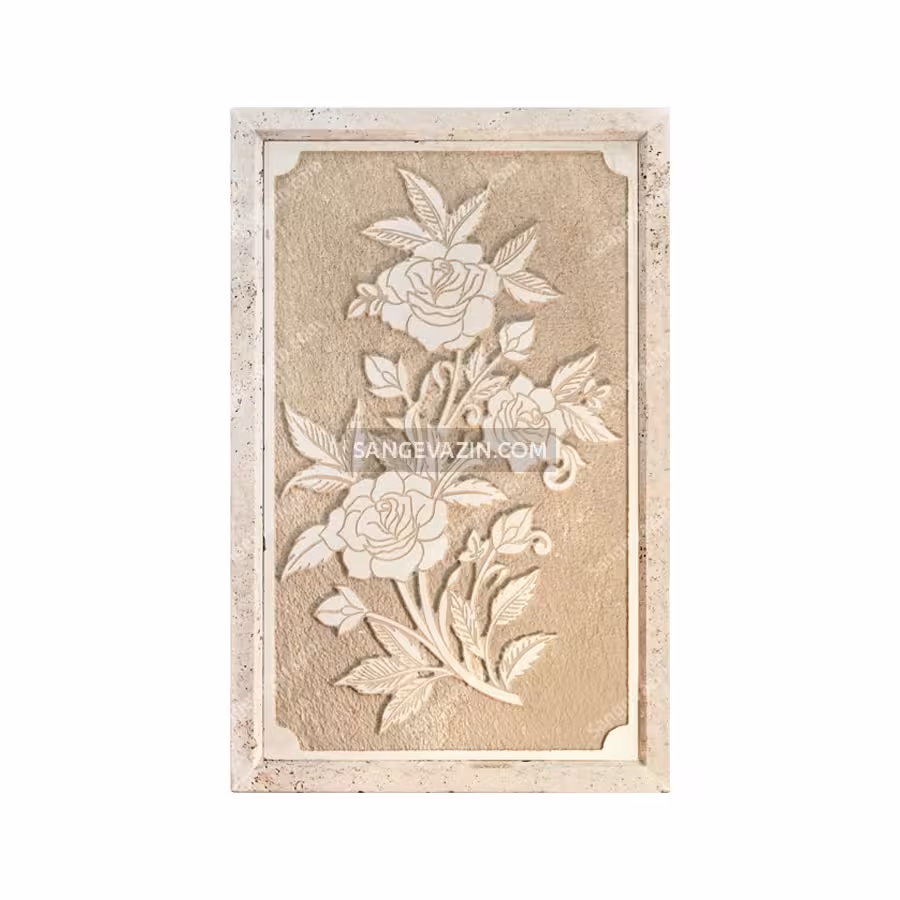 تابلو سنگ طرح گل محمدی