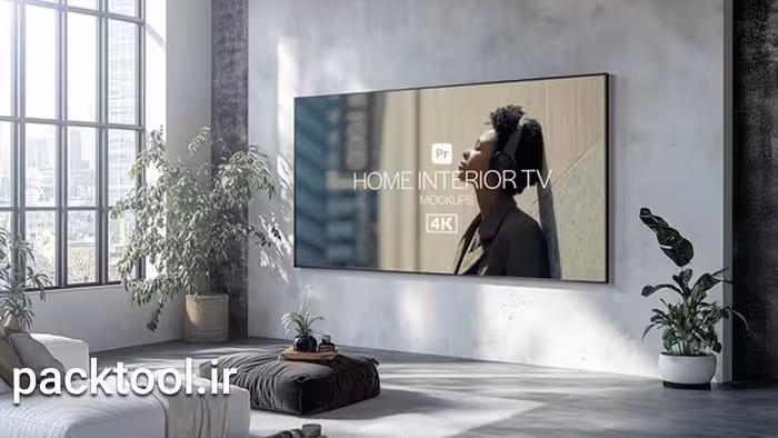 دانلود پروژه پریمیر موکاپ تلویزیون در سالن منزل Home Interior TV Mockups - پک تول