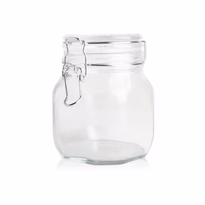 بانکه شیشه ای درب چفتی سایز 3 (جار درب چفتی با نوار کشی ضد نفوذ هوا)