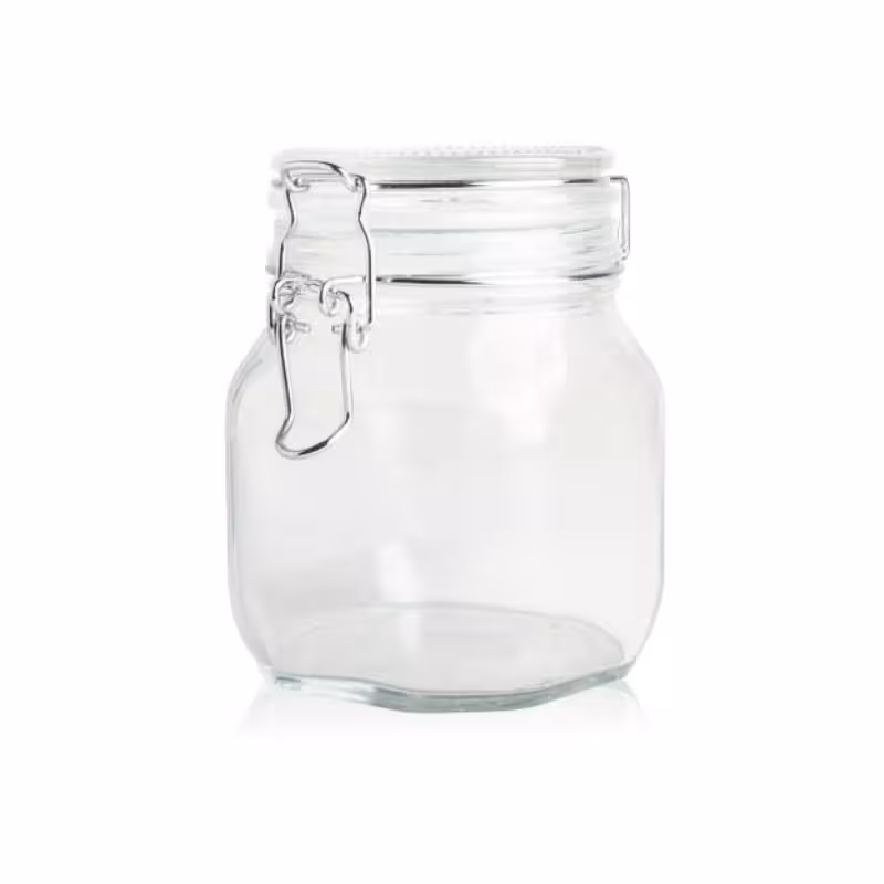 بانکه شیشه ای درب چفتی سایز 3 (جار درب چفتی با نوار کشی ضد نفوذ هوا)