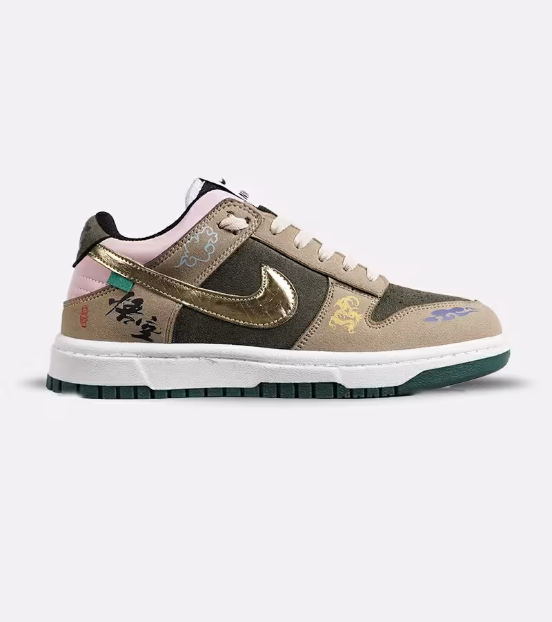 کفش کتانی مردانه و زنانه کرم سبز طلایی نایک NIKE Dunk Low Remastered مدل 7327