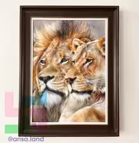 تابلو نقاشی رنگ روغن طرح شیر