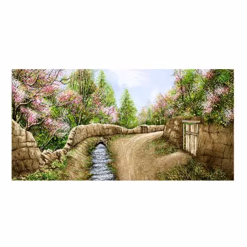 طرح منظره کوچه باغ بهاری کد 23100
