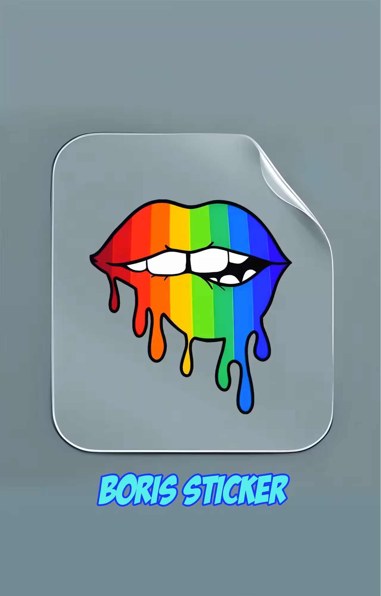 استیکر طرح لب رنگین کمان کد 3955