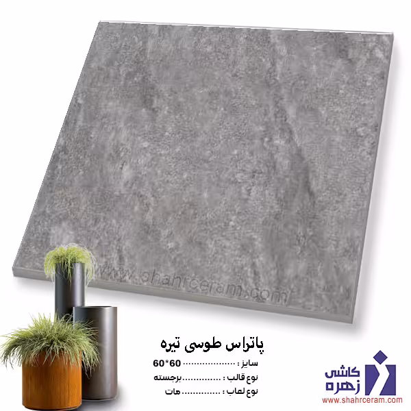 سرامیک حیاطی پرسلان پاتراس طوسی تیره 60*60 کاشی زهره
