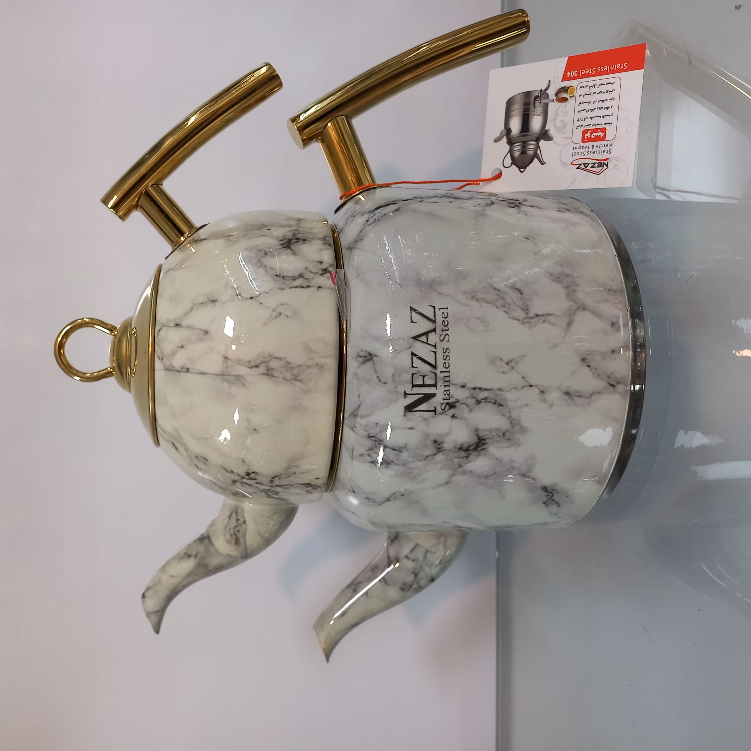 کتری قوری نزاز مدل سنگی کد 2416 سفید