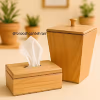 ست سطل و جا دستمال چوبی