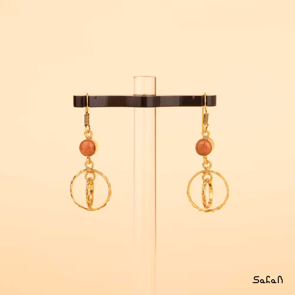 گوشواره برنجی نگین دار سنگی