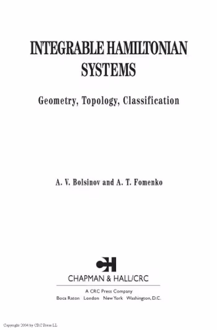 خرید و دانلود نسخه کامل کتاب Integrable Hamiltonian systems: geometry, topology, classification