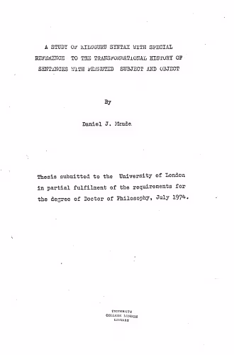 خرید و دانلود نسخه کامل کتاب A study of Kiluguru syntax with special reference to the transformational history of sentences with permuted subject and object