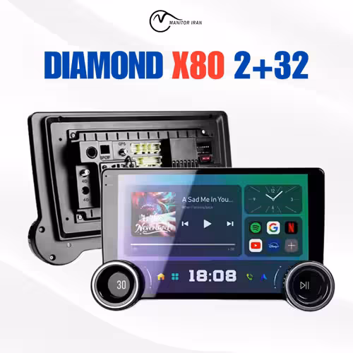 مانیتور ولکس C30 برند دایموند 2 32 اپل کارپلی 10.1 اینچ مدل X80 همراه با قاب