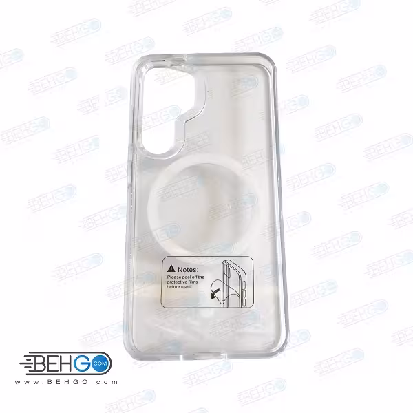 کاور گوشی سامسونگ مدل پشت شفاف دوررنگی مگ سیف دار Samsung Galaxy S24