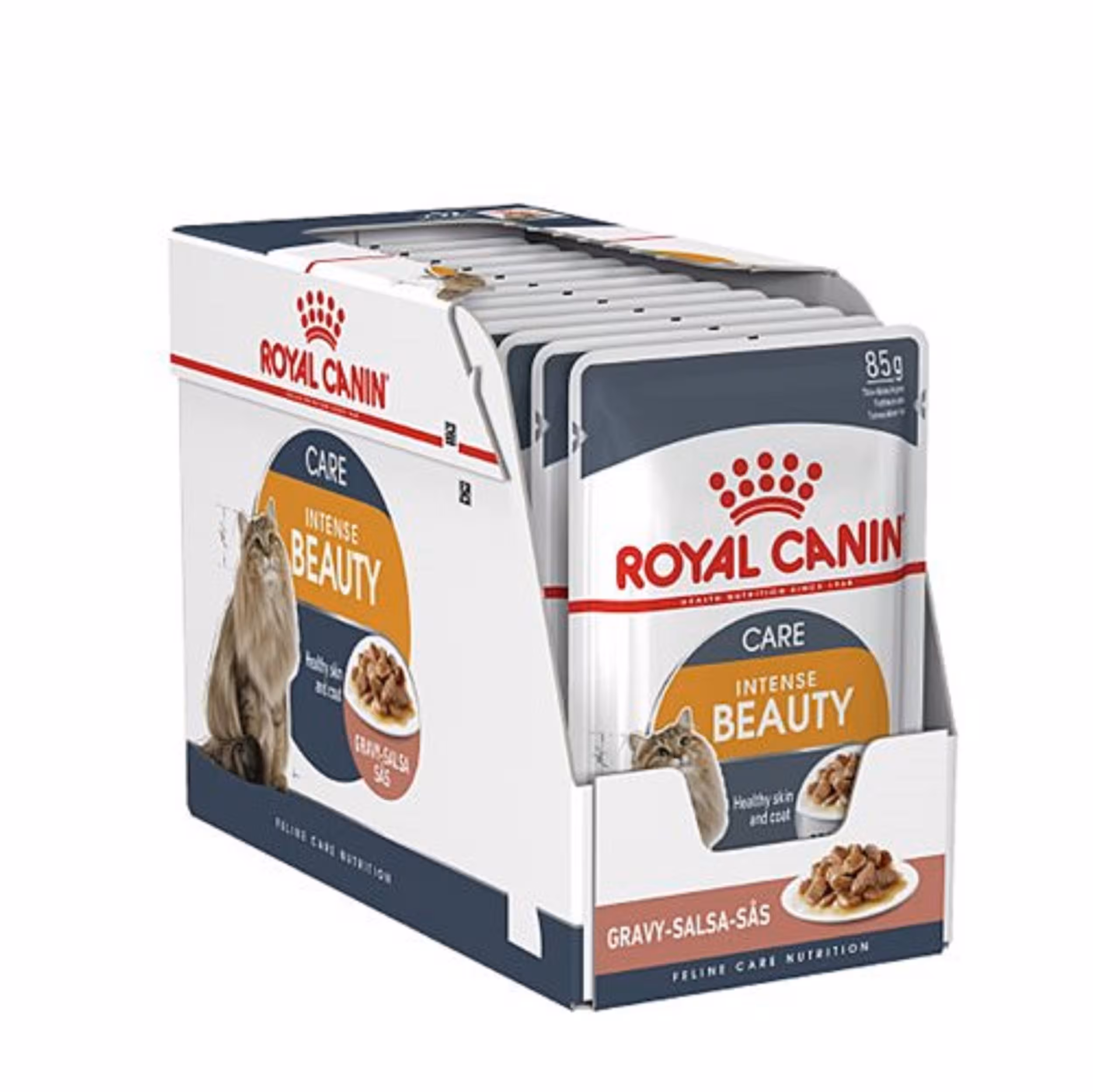 پوچ گربه رویال کنین مدل INTENSE BEAUTY GRAVY وزن 85 گرم بسته 12 عددی 