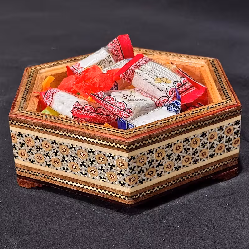 شکلات خوری خاتم کاری شش گوش بزرگ