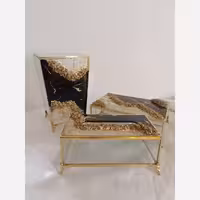 ست شیشه ای رزینی سطل و جادستمال و جاقاشقی