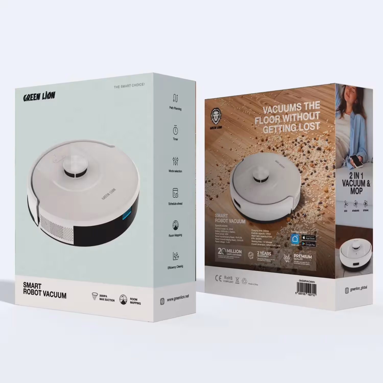 جاروبرقی رباتیک هوشمند گرین لاین Green Lion Smart Robot Vcuum Cleaner