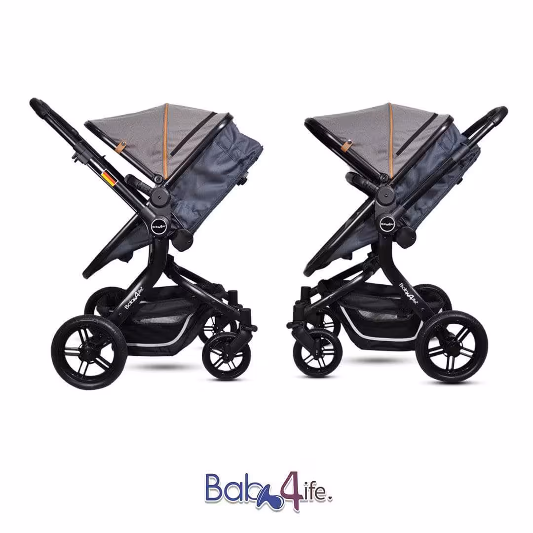 ست کالسکه کریر و ساک لوازم رنگ طوسی مشکی گوبی بیبی فورلایف BABY4LIFE