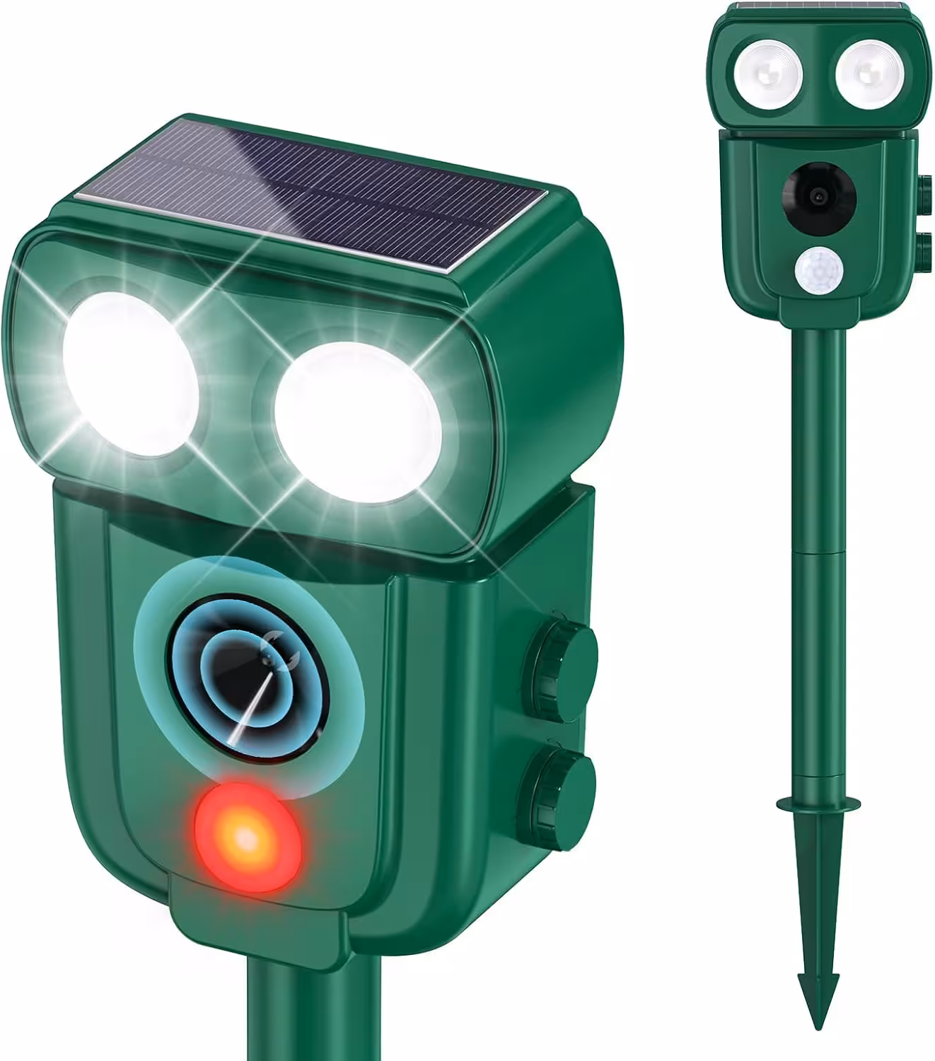 دورکننده حیوانات--دستگاه دفع حیوانات اولتراسونیک فضای باز، دستگاه دفع گربه و راکون و گوزن با انرژی خورشیدی، کنترل مار خرگوش با سنسور حرکت و نور فلش، دستگاه دفع سنجاب و راسو ضد آب برای حیاط، مزرعه و باغ