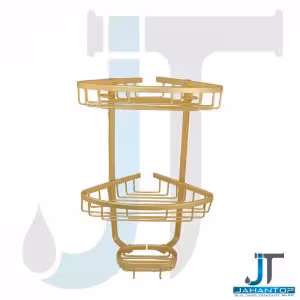 سه گوش حمام 2 طبقه آلومینیوم مدل زاگرس طلایی