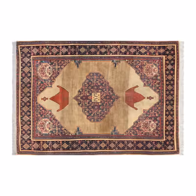 فرش ماشینی زانیس مدل سنتی طرح سنندج زمینه شتری