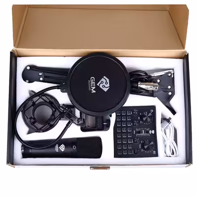 میکروفون استودیویی جِم آدیو مدل GA-800 به همراه کارت صدا V8Plus