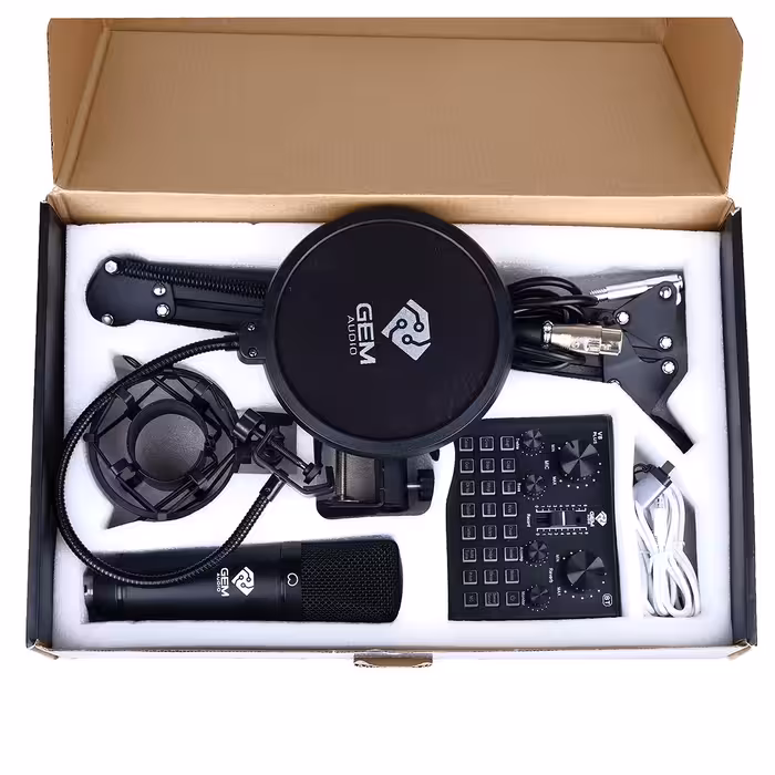 میکروفون استودیویی جِم آدیو مدل GA-800 به همراه کارت صدا V8Plus